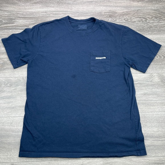 Patagonia Other - Patagonia Shirt Men Medium Navy Blue Graphic Scenic Mountain Gorpcore Pocket Tee